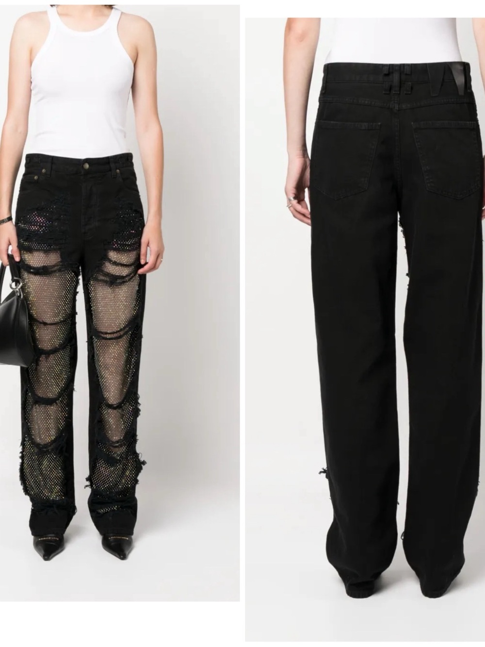 Darkpark Karen Crystals-Embellished Straight Leg Black Jeans Women Sz 26